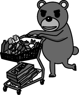 食品を大量買いするクマのイラスト画像4