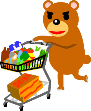 食品を大量買いするクマのイラスト画像5
