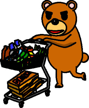 食品を大量買いするクマのイラスト画像6