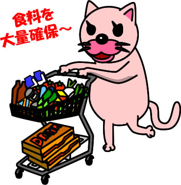 食品を大量買いするネコのイラスト画像2