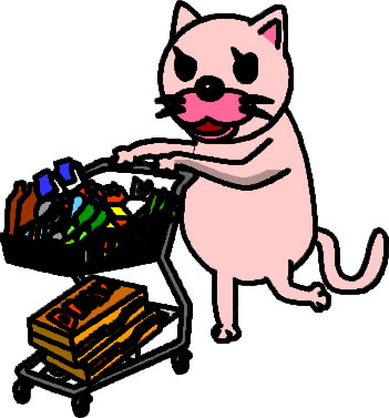 食品を大量買いするネコのイラスト画像6