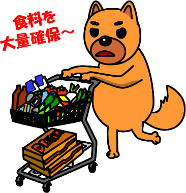食品を大量買いするイヌのイラスト画像2