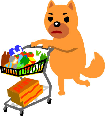 食品を大量買いするイヌのイラスト画像5