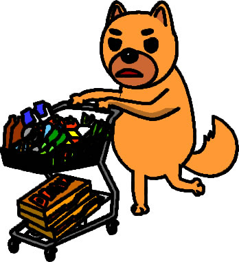 食品を大量買いするイヌのイラスト画像6