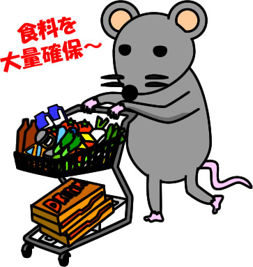 食品を大量買いするネズミのイラスト画像2