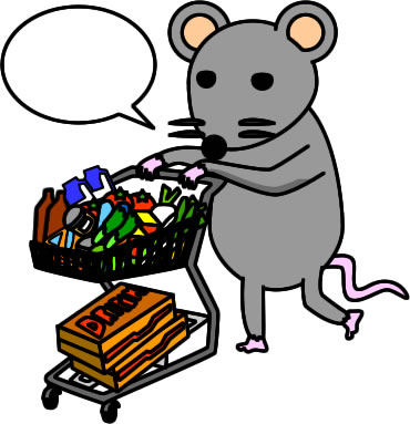 食品を大量買いするネズミのイラスト画像3