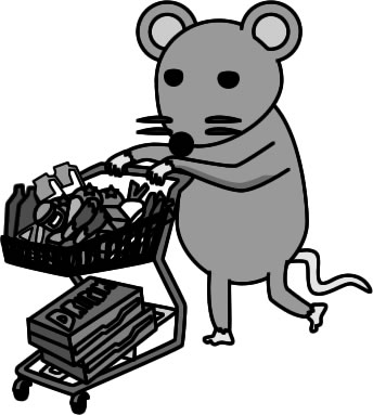 食品を大量買いするネズミのイラスト画像4