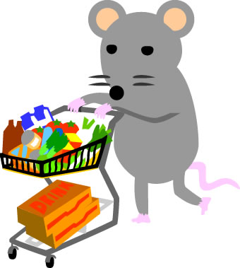 食品を大量買いするネズミのイラスト画像5