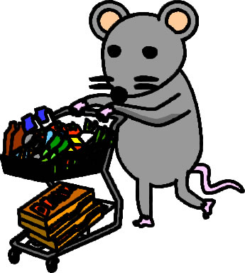 食品を大量買いするネズミのイラスト画像6