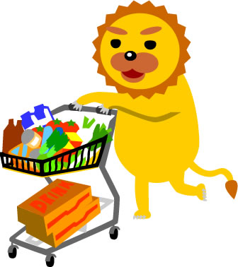 食品を大量買いするライオンのイラスト画像5