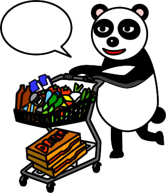 食品を大量買いするパンダのイラスト画像3