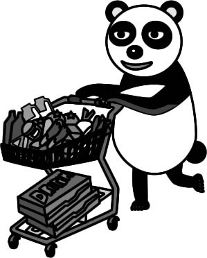食品を大量買いするパンダのイラスト画像4