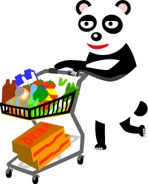 食品を大量買いするパンダのイラスト画像5