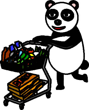 食品を大量買いするパンダのイラスト画像6