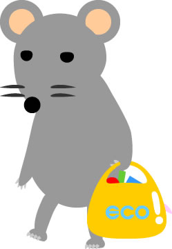 エコバッグを持つネズミのイラスト画像5