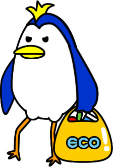 エコバッグを持つペンギンのイラスト画像