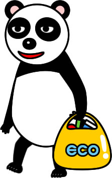 エコバッグを持つパンダのイラスト画像