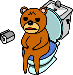トイレにこもるクマのイラスト画像のイラスト画像