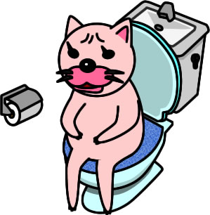 トイレにこもるネコのイラスト画像のイラスト画像