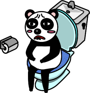 トイレにこもるパンダのイラスト画像のイラスト画像