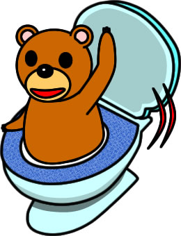 トイレから登場するクマのイラスト画像のイラスト画像