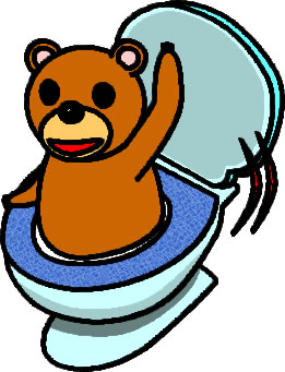 トイレから登場するクマのイラスト画像のイラスト画像6