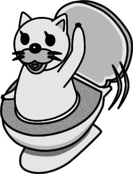 トイレから登場するネコのイラスト画像のイラスト画像4