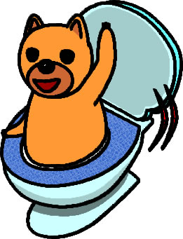 トイレから登場するイヌのイラスト画像のイラスト画像6