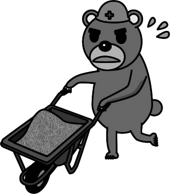 一輪車で作業するクマのイラスト画像のイラスト画像4