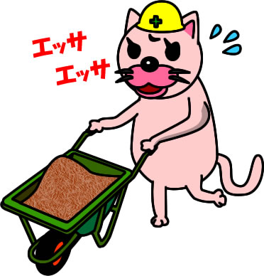 一輪車で作業するネコのイラスト画像のイラスト画像3