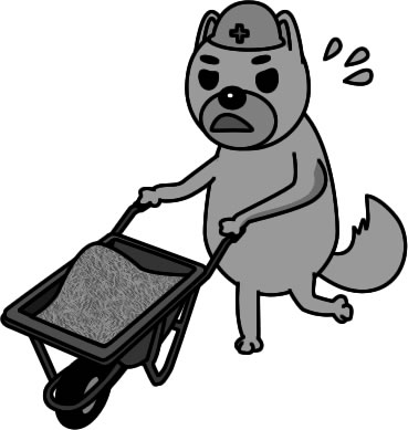 一輪車で作業するイヌのイラスト画像のイラスト画像4