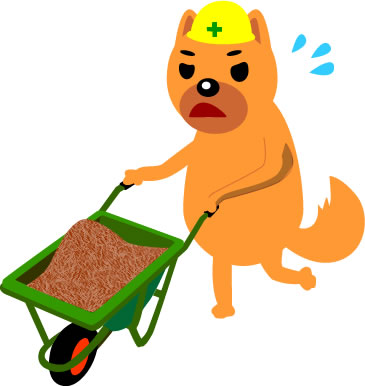 一輪車で作業するイヌのイラスト画像のイラスト画像5