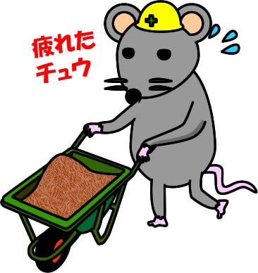 一輪車で作業するネズミのイラスト画像のイラスト画像2