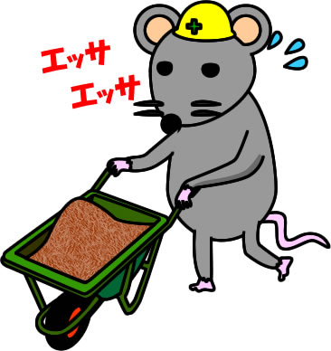 一輪車で作業するネズミのイラスト画像のイラスト画像3