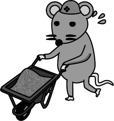 一輪車で作業するネズミのイラスト画像のイラスト画像4