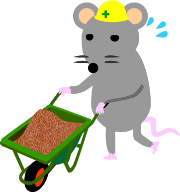 一輪車で作業するネズミのイラスト画像のイラスト画像5