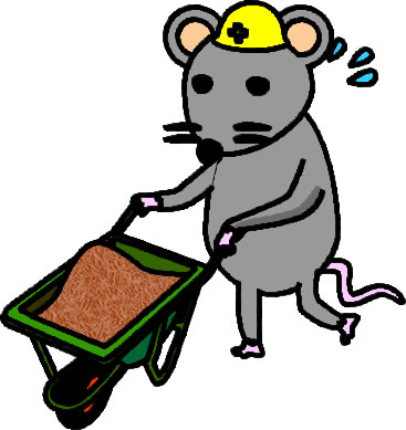 一輪車で作業するネズミのイラスト画像のイラスト画像6