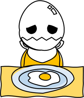 卵料理を食べる卵マンのイラスト画像6