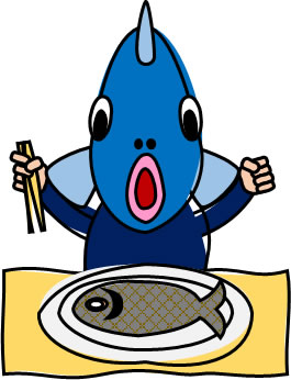 魚料理を食べる魚のイラスト画像2