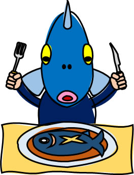 魚料理を食べる魚のイラスト画像3