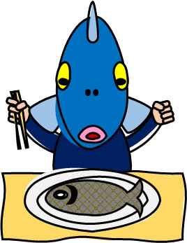 魚料理を食べる魚のイラスト画像4