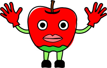 リンゴのキャラクター風イラスト画像1