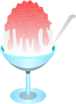 イチゴのかき氷のイラスト画像