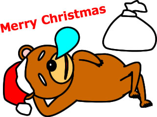寝ながらメリークリスマスクマのイラスト画像