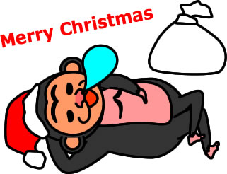 寝ながらメリークリスマスゴリラのイラスト画像