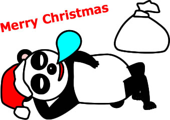 寝ながらメリークリスマスパンダのイラスト画像