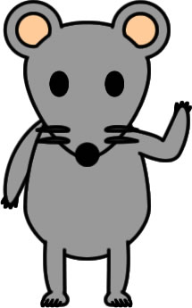 小さく手を挙げるネズミのイラスト画像