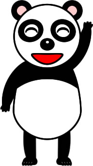 笑顔で手を挙げるパンダのイラスト画像