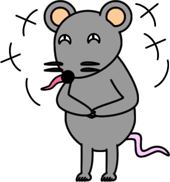 腹を抱えて笑うネズミのイラスト画像