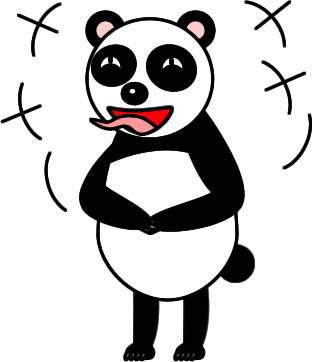 腹を抱えて笑うパンダのイラスト画像